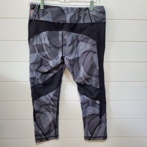 Zella atletic yoga leggings womens size M black gray patterned mesh at thighs